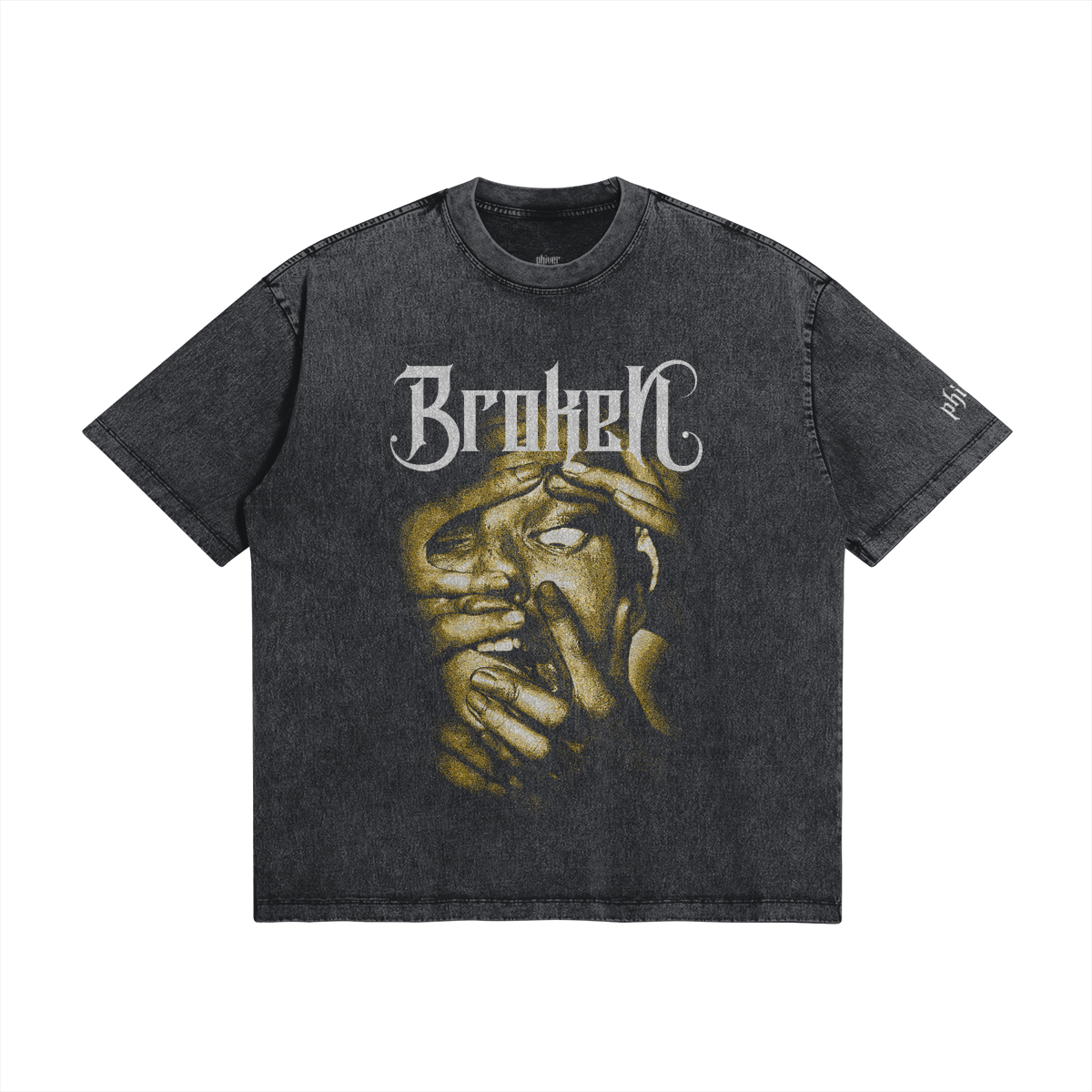 Broken Tee washed Dark Grey